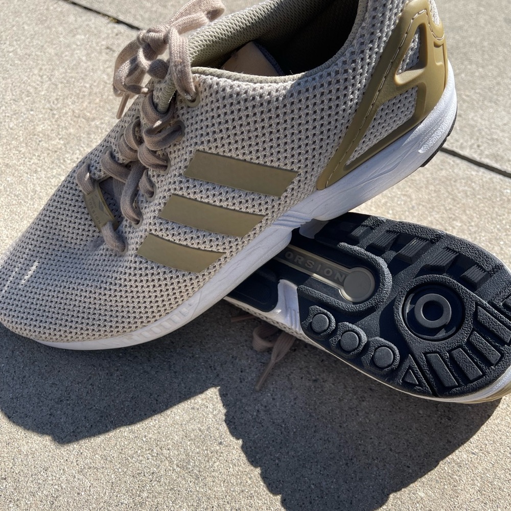 adidas Beige and Gold Sneakers